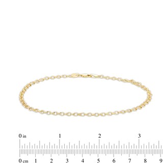 040 Gauge Double Link Chain Anklet in 10K Hollow Gold – 10"