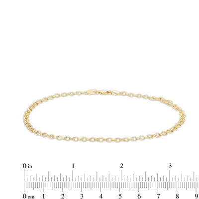 040 Gauge Double Link Chain Anklet in 10K Hollow Gold – 10"