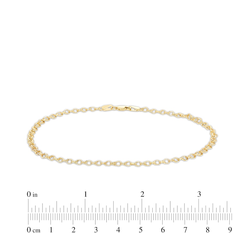 040 Gauge Double Link Chain Anklet in 10K Hollow Gold – 10"