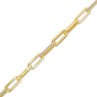 Made in Italy Glitter Enamel Hollow Paper Clip Link Chain Bracelet in 10K Gold - 7.5"