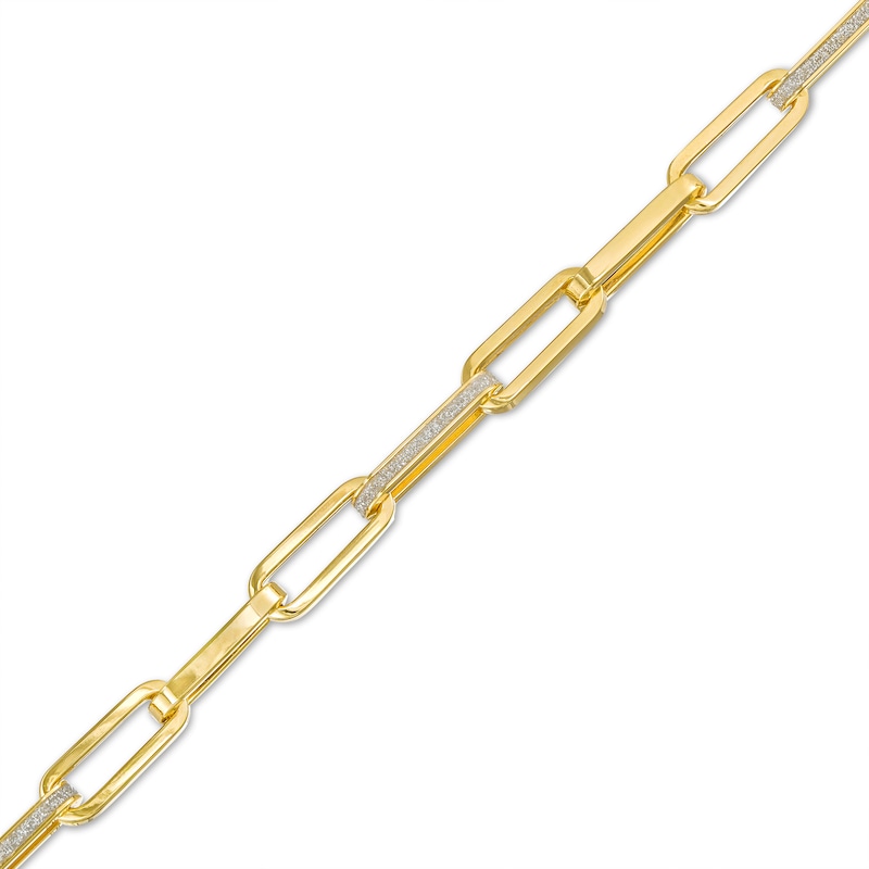 Made in Italy Glitter Enamel Hollow Paper Clip Link Chain Bracelet in 10K Gold - 7.5"