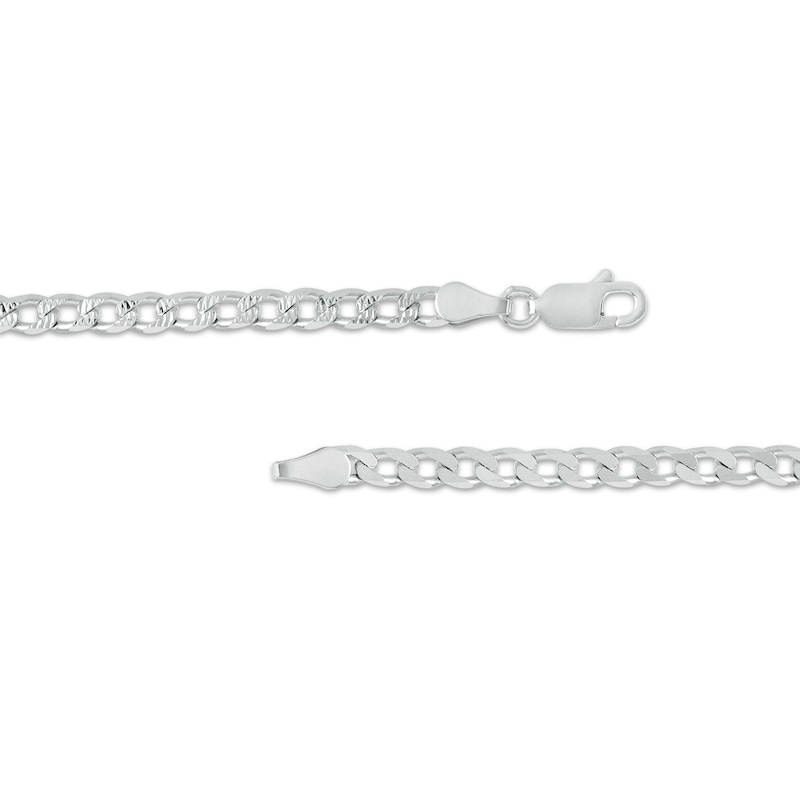 Main Image 2 of Made in Italy 100 Gauge Diamond-Cut Solid Curb Chain Bracelet in Sterling Silver - 7.5"