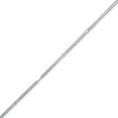 Sterling Silver Twist Station Snake Chain Anklet Made in Italy - 9" + 1"