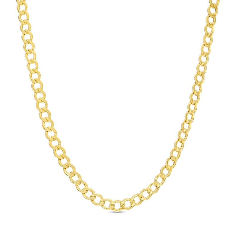 2.6mm Beveled Curb Chain Neclace in 14K Hollow Gold - 22"