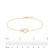 Multi-Finish Double Heart and 025 Gauge Solid Mirror Flat-Link Chain Anklet in 10K Gold - 10"
