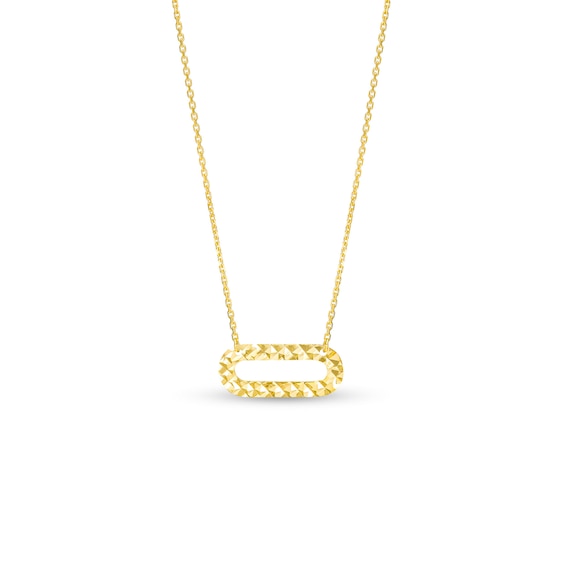 Diamond-Cut Open Oval Necklace in 10K Gold