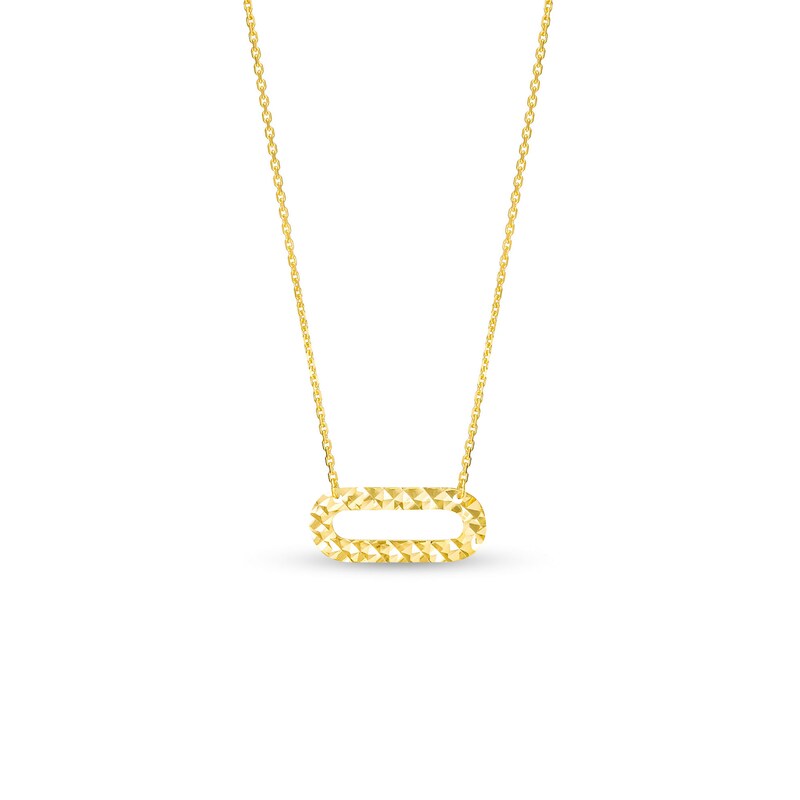 Diamond-Cut Open Oval Necklace in 10K Gold