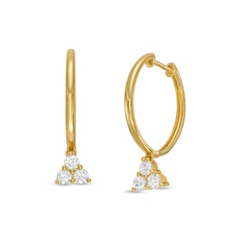 10K Gold CZ Trio Dangle Huggie Hoops