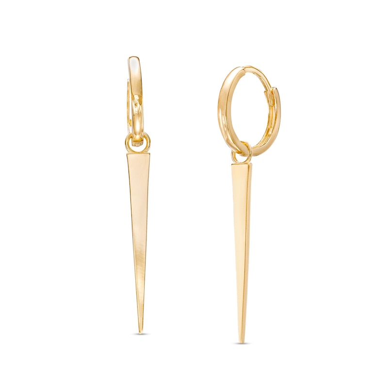 Spike Dangle Huggie Hoop Earrings in 10K Gold