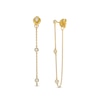 Thumbnail Image 1 of Cubic Zirconia Three Stone Station with Chain Drop Solid Front/Back Earrings in 10K Gold