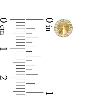Cubic Zirconia Frame Spiked Stud Earrings in 10K Gold