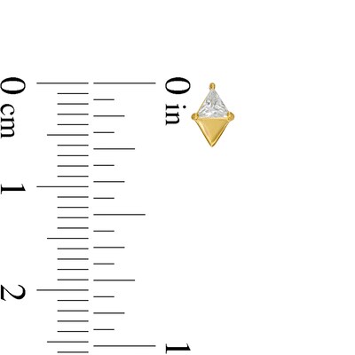 3mm Trillion-Cut Cubic Zirconia Mirrored Geometric Stud Earrings in 10K Gold