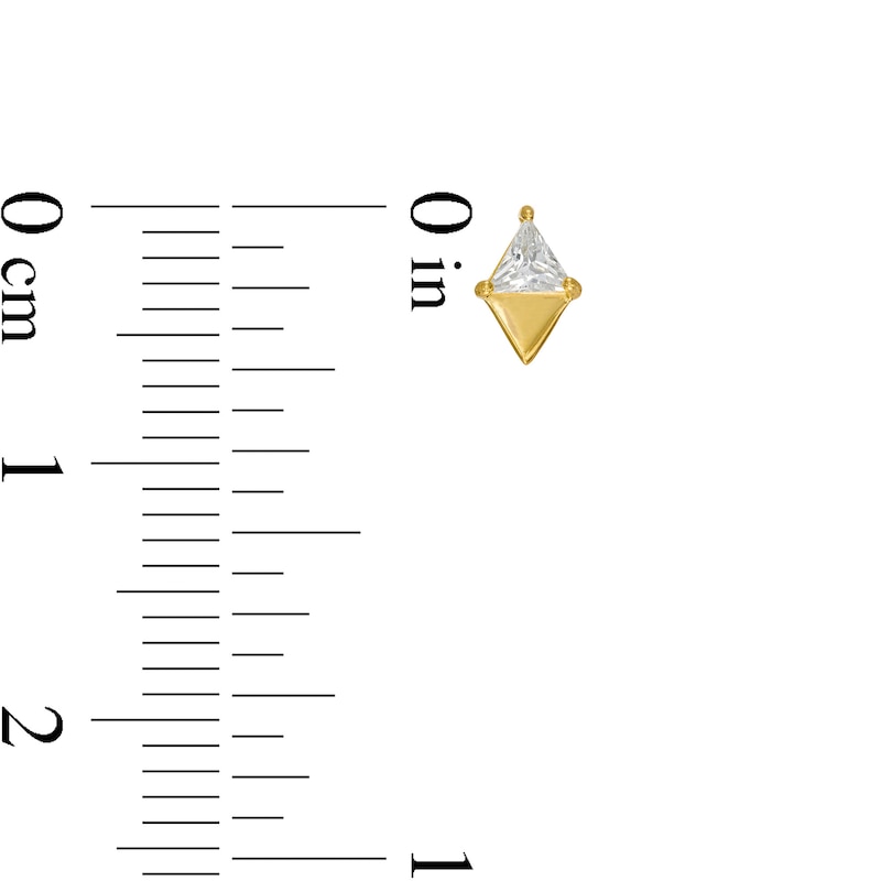 Main Image 2 of 3mm Trillion-Cut Cubic Zirconia Mirrored Geometric Stud Earrings in 10K Gold