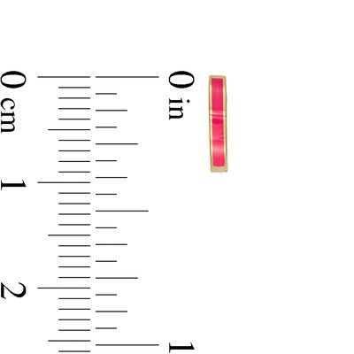 10 x 1.5mm Pink Enamel Huggie Hoop Earrings in 10K Gold