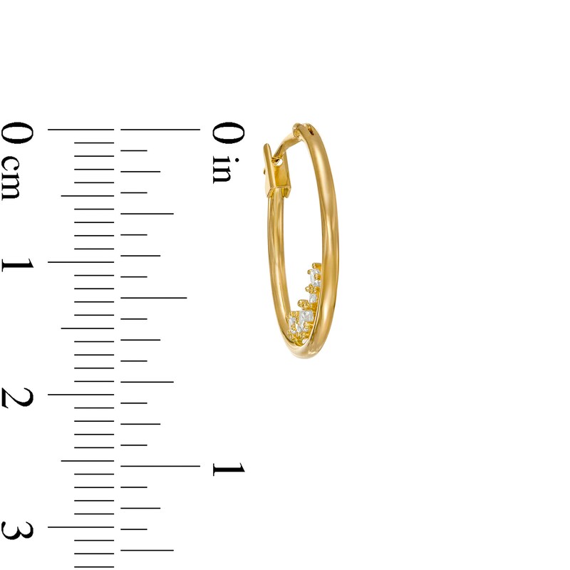 Main Image 2 of 10K Gold CZ Graduated Five Stone Hoops