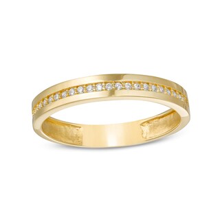 10K Gold CZ Ribbon Channel Band