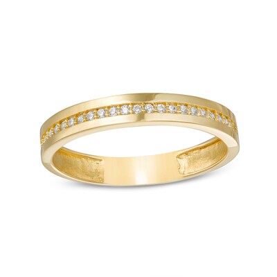 10K Gold CZ Ribbon Channel Band