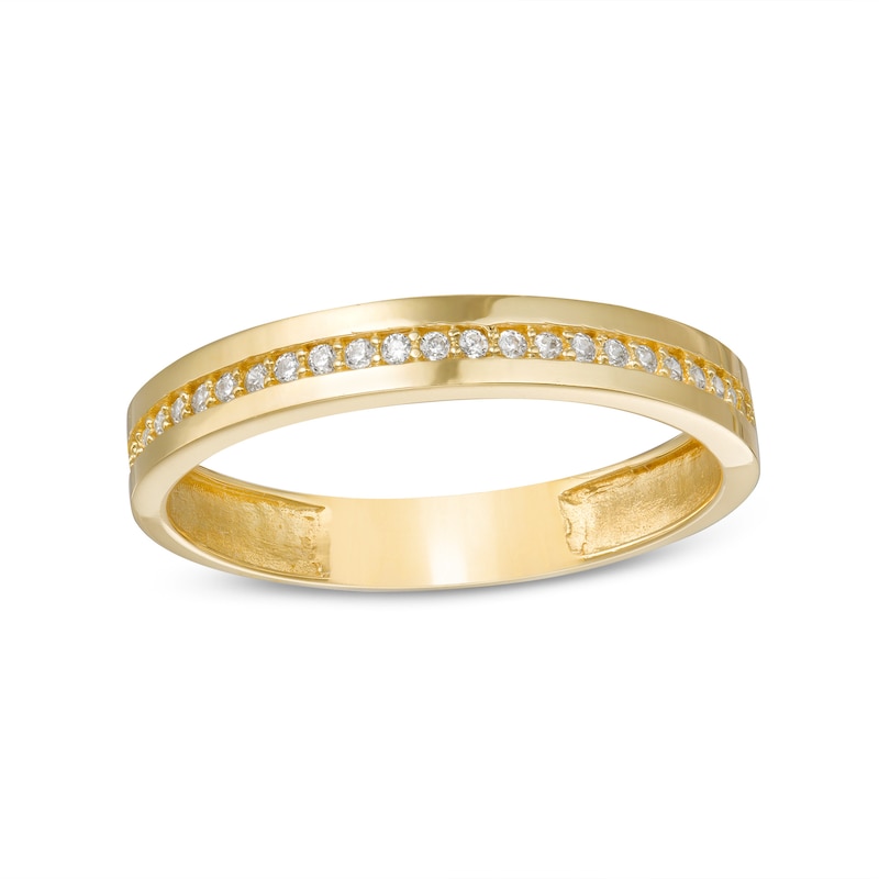 Cubic Zirconia Ribbon Channel Band in 10K Gold - Size 7