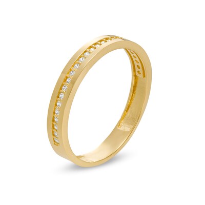 10K Gold CZ Ribbon Channel Band