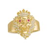 Thumbnail Image 1 of Lab-Created Ruby and White Cubic Zirconia Lion Head with Crown Ring in 10K Gold - Size 10