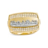 Cubic Zirconia Rectangle-Top Last Supper Triple Row Ribbed Shank Two-Tone Ring in 10K Gold - Size 10