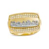 Thumbnail Image 1 of Cubic Zirconia Rectangle-Top Last Supper Triple Row Ribbed Shank Two-Tone Ring in 10K Gold - Size 10