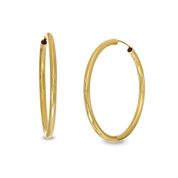 45 x 3mm Continuous Hoop Earrings in 10K Tube Hollow Gold