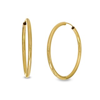 45 x 3mm Continuous Hoop Earrings in 10K Tube Hollow Gold
