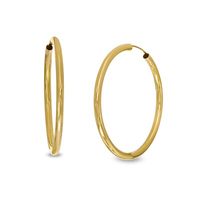 45 x 3mm Continuous Hoop Earrings in 10K Tube Hollow Gold