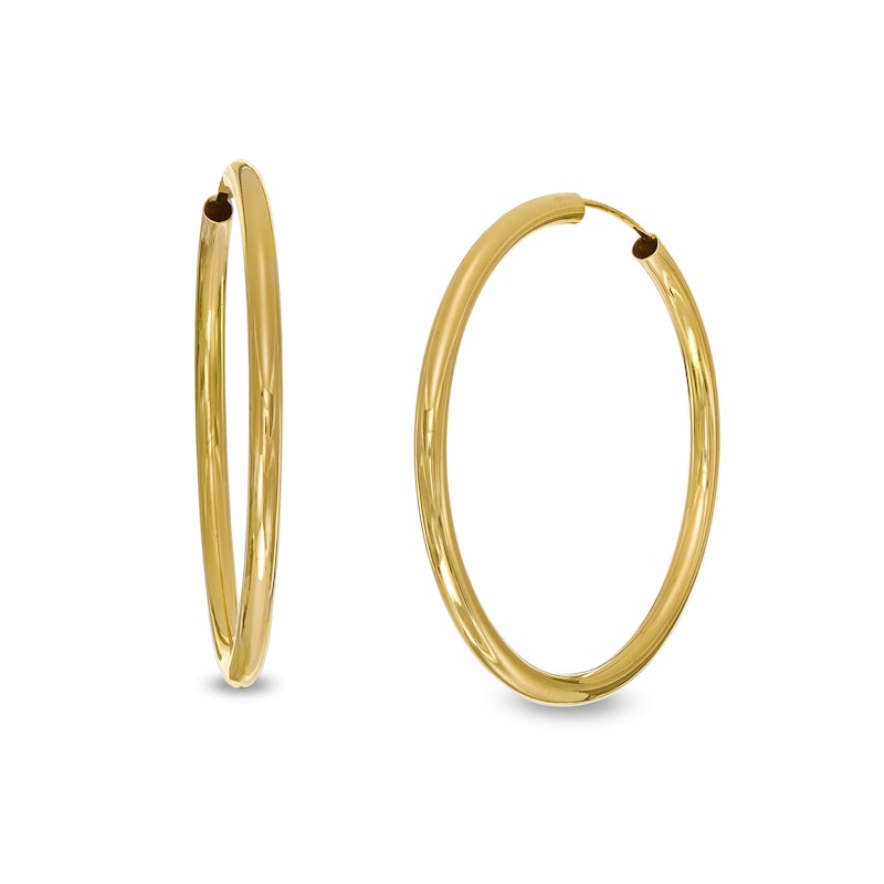 Main Image 1 of 45 x 3mm Continuous Hoop Earrings in 10K Tube Hollow Gold