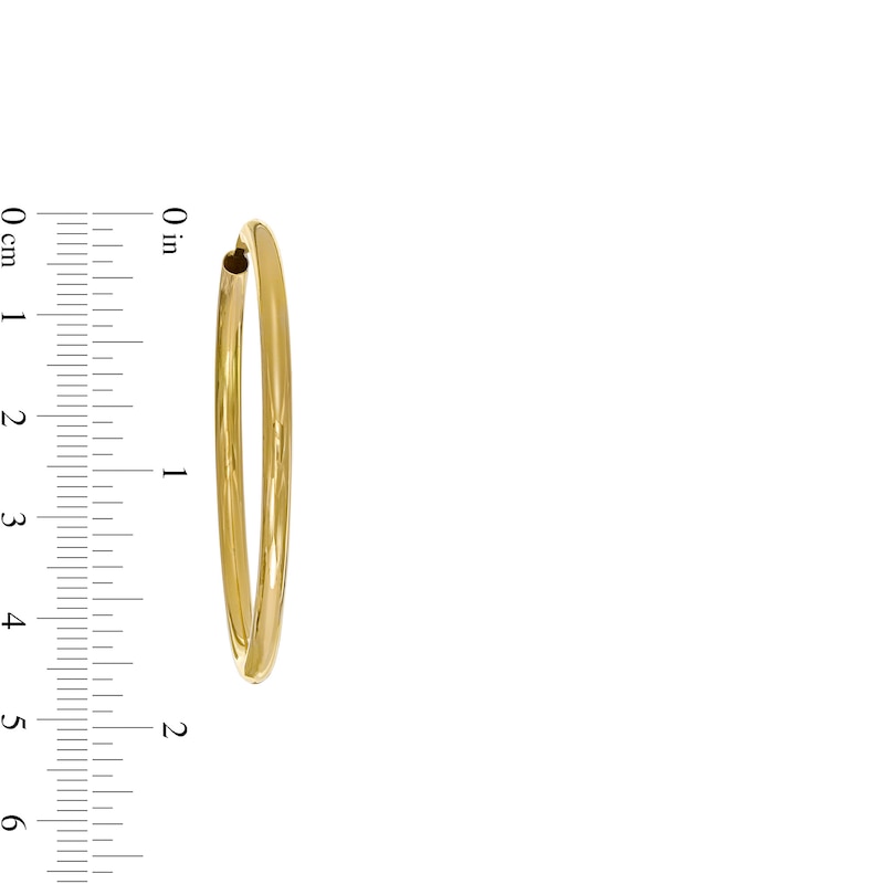 45 x 3mm Continuous Hoop Earrings in 10K Tube Hollow Gold