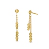 Thumbnail Image 0 of Diamond-Cut Stacked Bead Asymmetrical Double Chain Hollow Drop Earrings in 10K Solid Gold