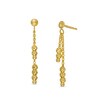 Thumbnail Image 0 of Diamond-Cut Stacked Bead Asymmetrical Double Chain Hollow Drop Earrings in 10K Solid Gold