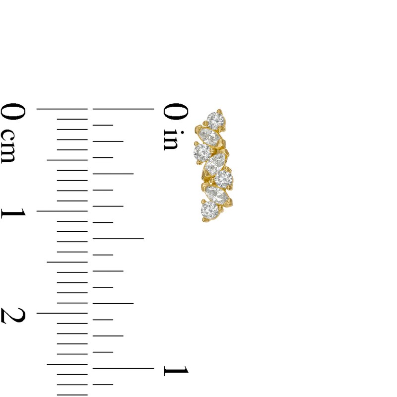 Main Image 2 of Marquise and Round Cubic Zirconia Linear Scatter Crawler Earrings in 10K Gold