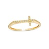 Thumbnail Image 1 of Cubic Zirconia Flat-Top Sideways Cross Ring in 10K Gold - Size 7