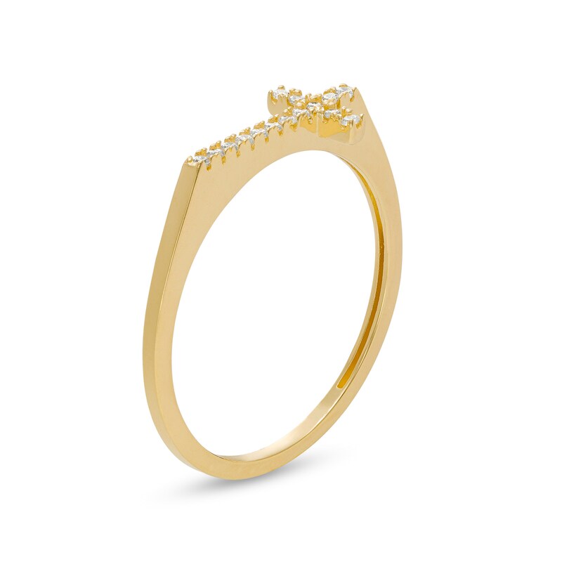 Main Image 2 of Cubic Zirconia Flat-Top Sideways Cross Ring in 10K Gold - Size 7