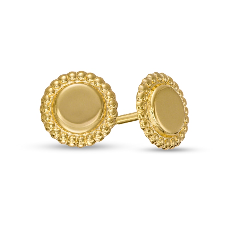 Main Image 1 of 6.6mm Bead Frame Disc Stud Earrings in 10K Gold