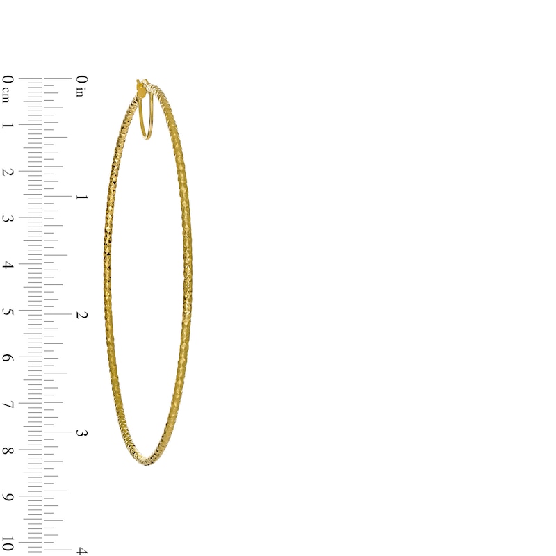 Made in Italy 80 x 2mm Diamond-Cut Solid Tube Hoop Earrings in 10K Gold Bonded Sterling Silver
