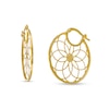 Thumbnail Image 1 of Made in Italy 30mm Diamond-Cut Mandala Flower Lattice Hoop Earrings in 10K Tube Hollow Gold