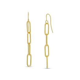 Made in Italy 58 x 5.3mm Hollow Paper Clip Link Chain Drop Earrings in 10K Gold