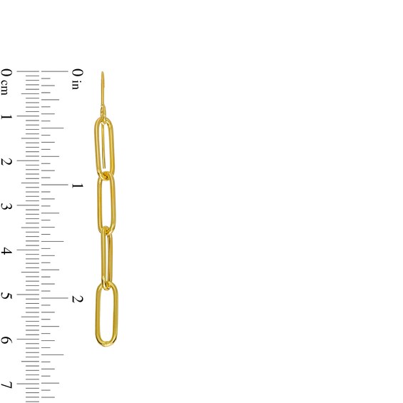 Made in Italy 58 x 5.3mm Hollow Paper Clip Link Chain Drop Earrings in 10K Gold