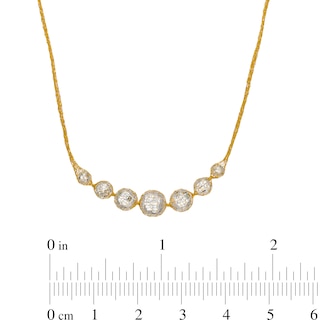 10K Solid Gold CZ Graduated Seven Stone Mesh Chain Necklace Made in Italy - 18"
