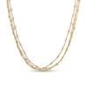 Thumbnail Image 1 of 10K Solid Gold CZ Station Mesh Triple Strand Necklace Made in Italy - 18"