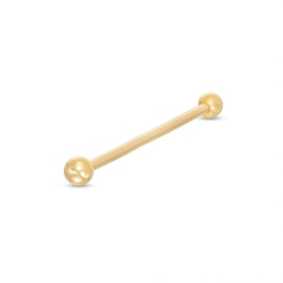 014 Gauge 3mm Ball Industrial Barbell in Solid 14K Gold - 1-3/8&quot;