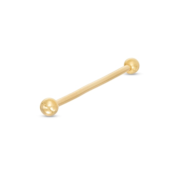 14K Solid Gold Industrial Barbell - 14G 1 3/8"