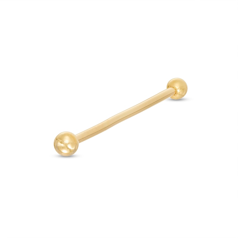 14K Solid Gold Industrial Barbell - 14G 1 3/8"