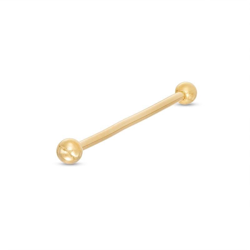 014 Gauge 3mm Ball Industrial Barbell in Solid 14K Gold - 1-3/8