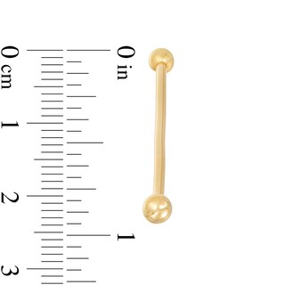 14K Solid Gold Industrial Barbell - 14G 1 3/8"