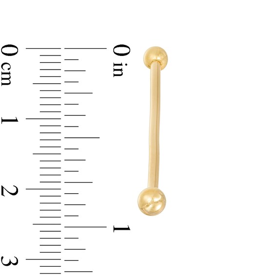 14K Solid Gold Industrial Barbell - 14G 1 3/8"