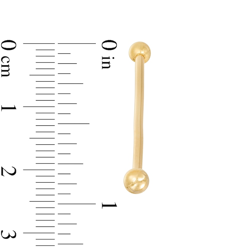 Main Image 2 of 14K Solid Gold Industrial Barbell - 14G 1 3/8"
